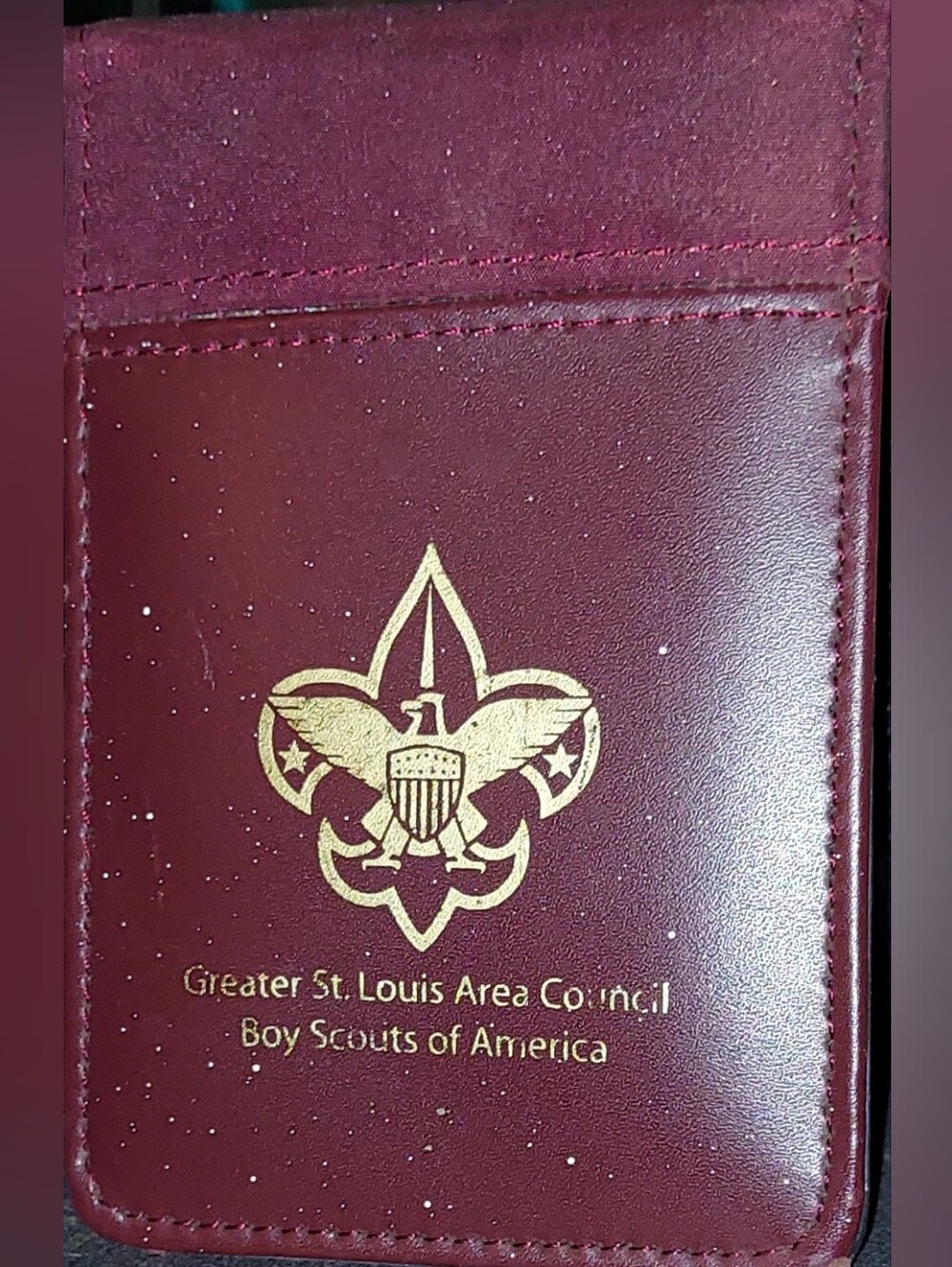 Boy Scout Maroon Leather Notepad Holder